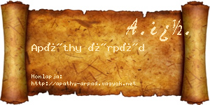 Apáthy Árpád névjegykártya