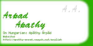 arpad apathy business card