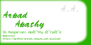 arpad apathy business card